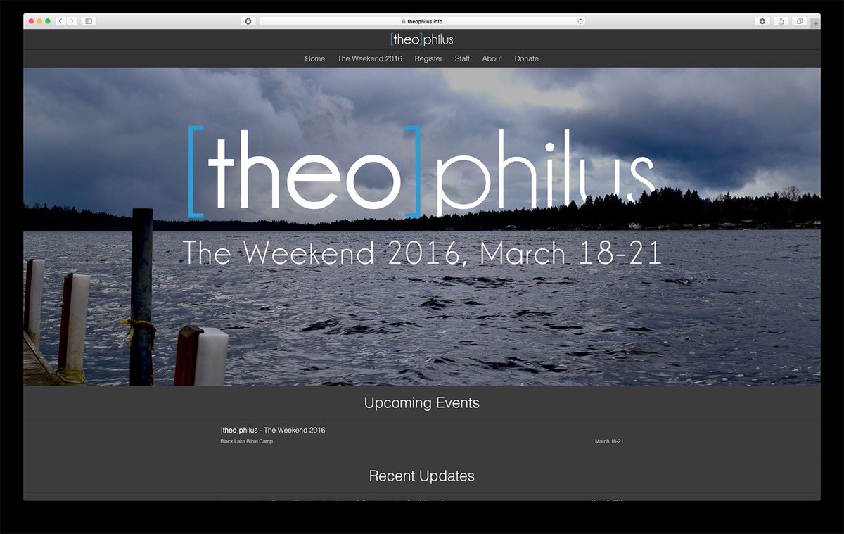theophilusinfo's tweet photo. Surprise! We've gone and refreshed our website in preparation for The Weekend 2016! https://t.co/8cWBHMN3ys https://t.co/4qAuI7U1bQ