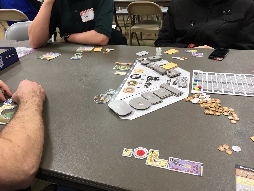 LoadedDiceca's tweet photo. Playing some Castles of Mad King Ludwig. #TCTC2016 https://t.co/liOZR0lEUK