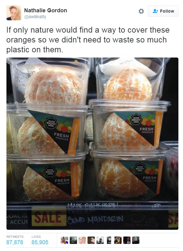 Packaged peeled oranges 'convenience gone mad', @Clean_Up Australia Day founder says ab.co/1U37BKm