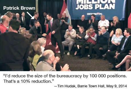 Uranowski's tweet photo. .@BrownBarrie is #NoModerate. He cheered on Hudak as he announced he'd fire 100 000 public servants. #onpoli #pcpo https://t.co/h5d6kwKNjG