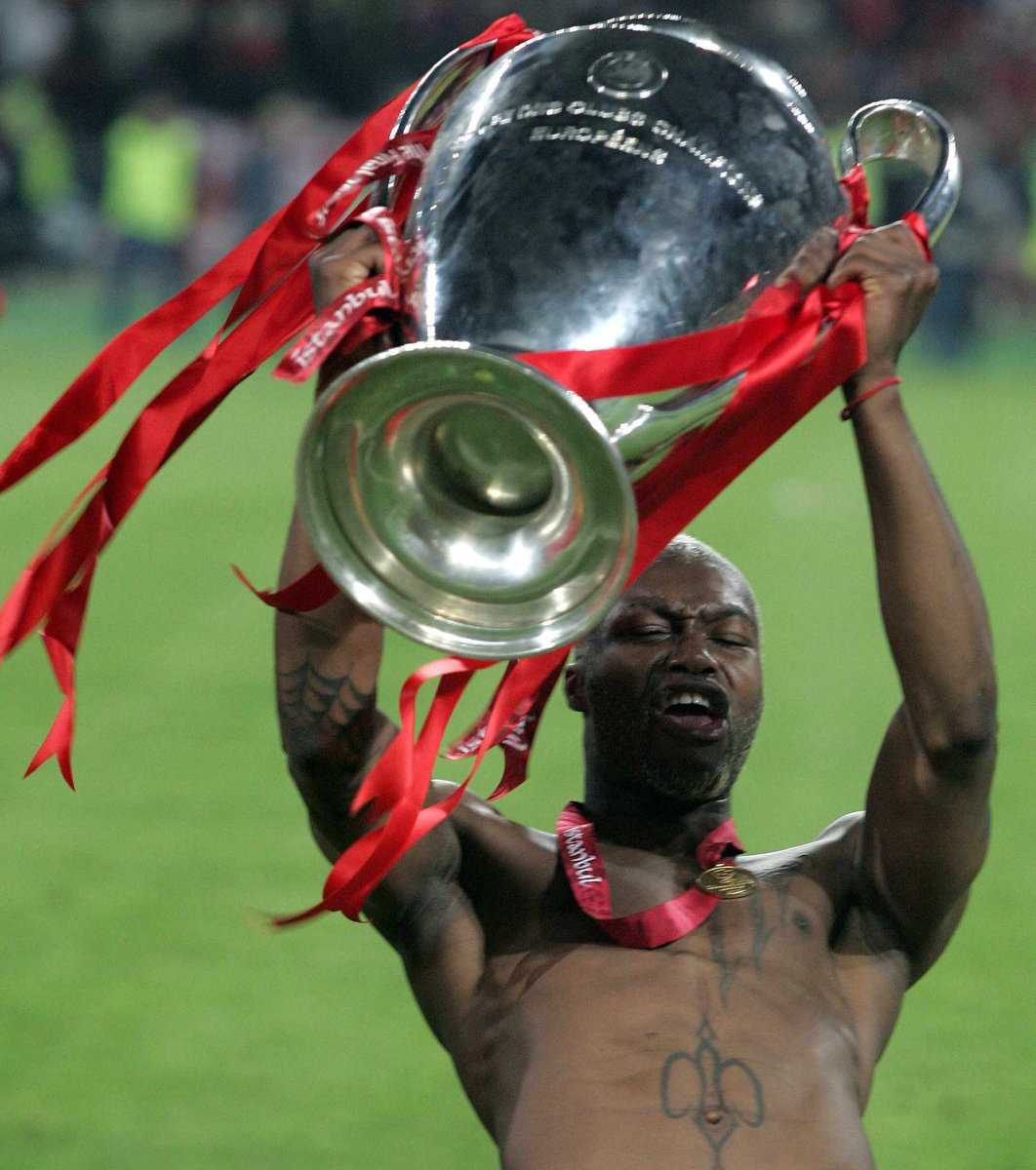 Once in #Liverpool! Djibril #Cisse - 2 seasons,24 goals,3 trophies,hundred of haircuts!