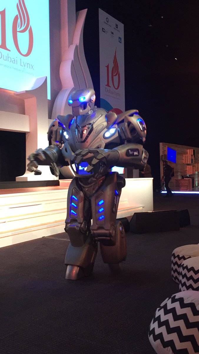phdmena's tweet photo. Our #PHDRobot, opening the @DubaiLynx conference. You can find him at the festival over the next few days! https://t.co/2y7717SZyC