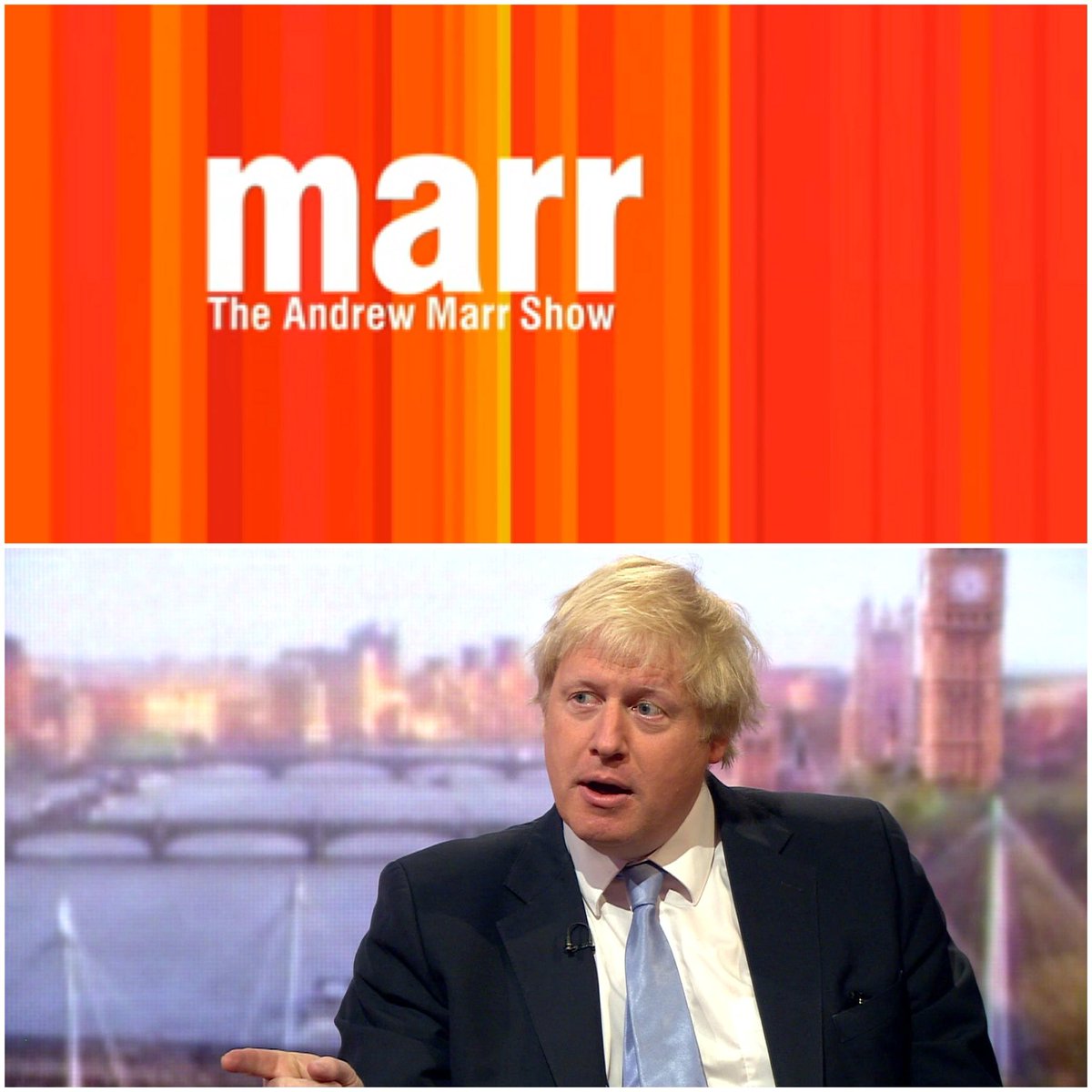 MarrShow's tweet photo. Good morning! Tune in from 9am when Andrew will be joined by @MayorofLondon Boris Johnson. #Marr #EUref https://t.co/psdPc1Fy3b