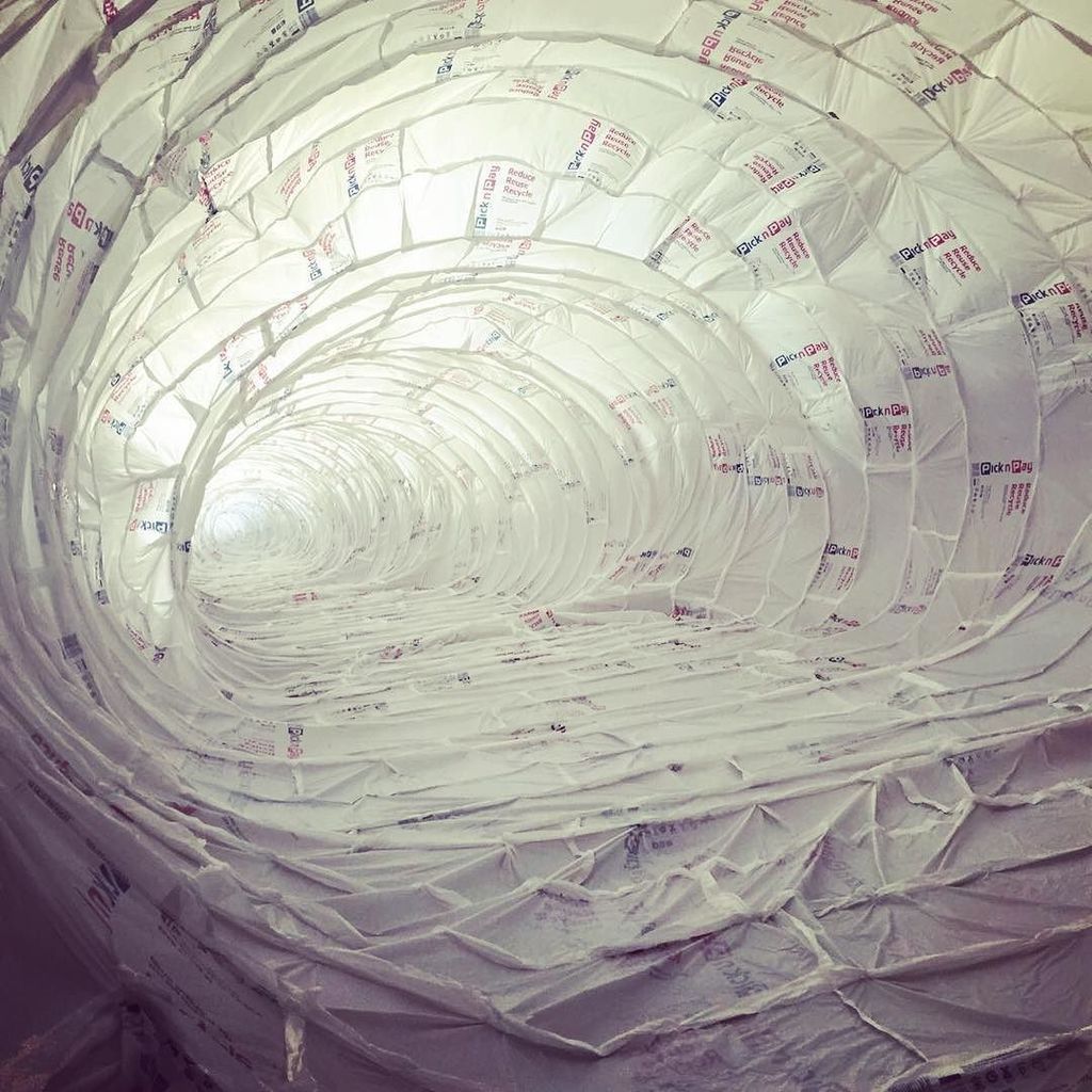 MuseoAeroSolar's tweet photo. This is it! The enormous Aerosolar sculpture by Heath Nash made from reused plastic bags. 
It will be inflated late… https://t.co/DHnL5PxfuD