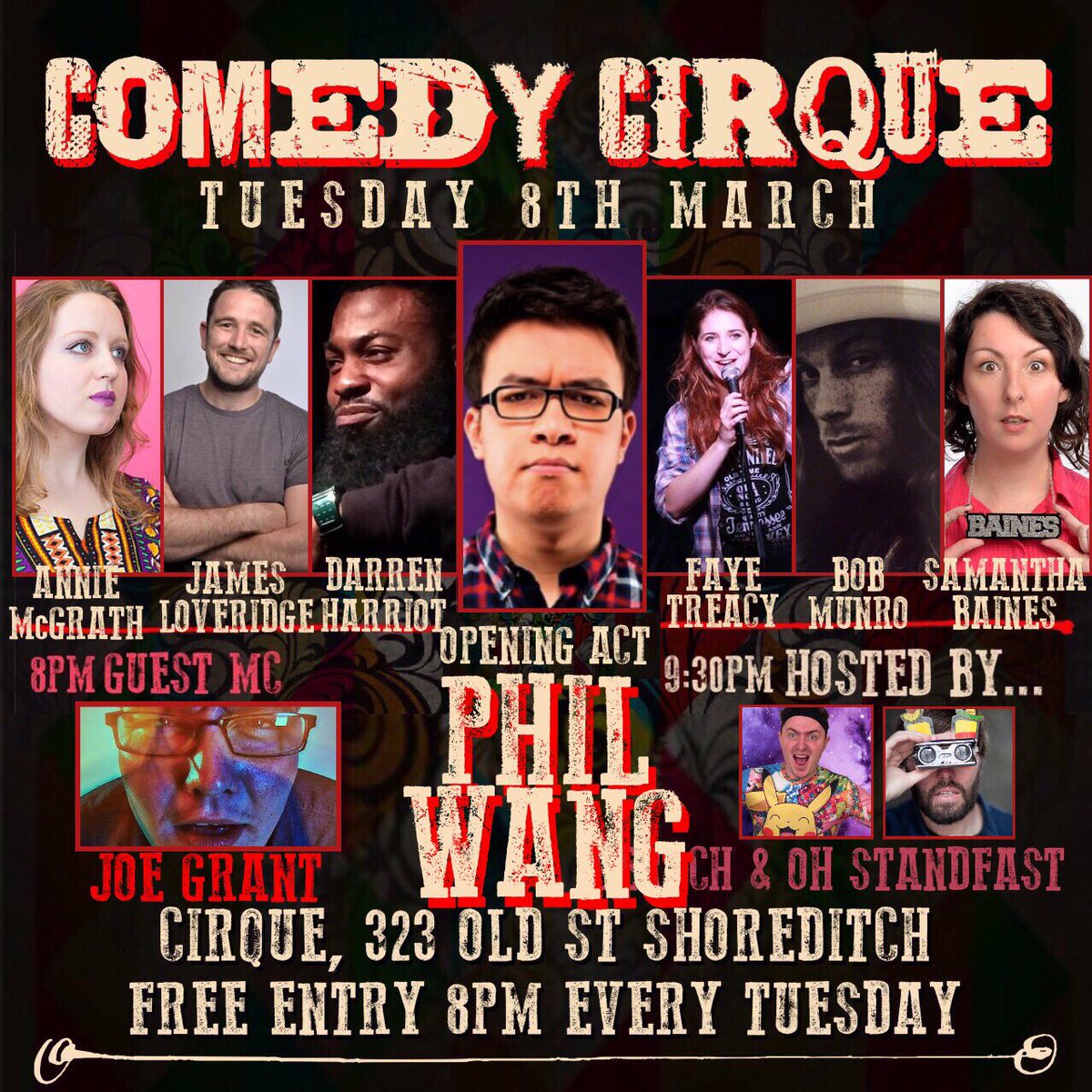 ComedyCirque's tweet photo. Tuesday 8th March - #ComedyCirque 8PM @CirqueBar #freecomedy #Shoreditch https://t.co/dBfIEuBD76… https://t.co/AT3VItWtor
