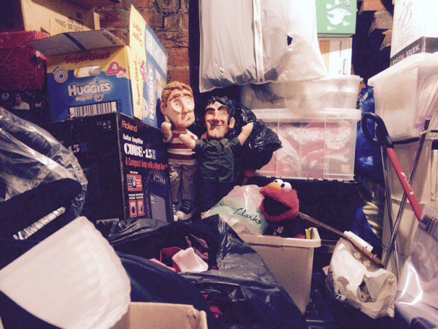 PerkiMann's tweet photo. Original @mrrichardmann &amp; @alexperki puppets by @abusivearts found in loft with #Elmo @DadCastUK https://t.co/Di8IBQKHIY