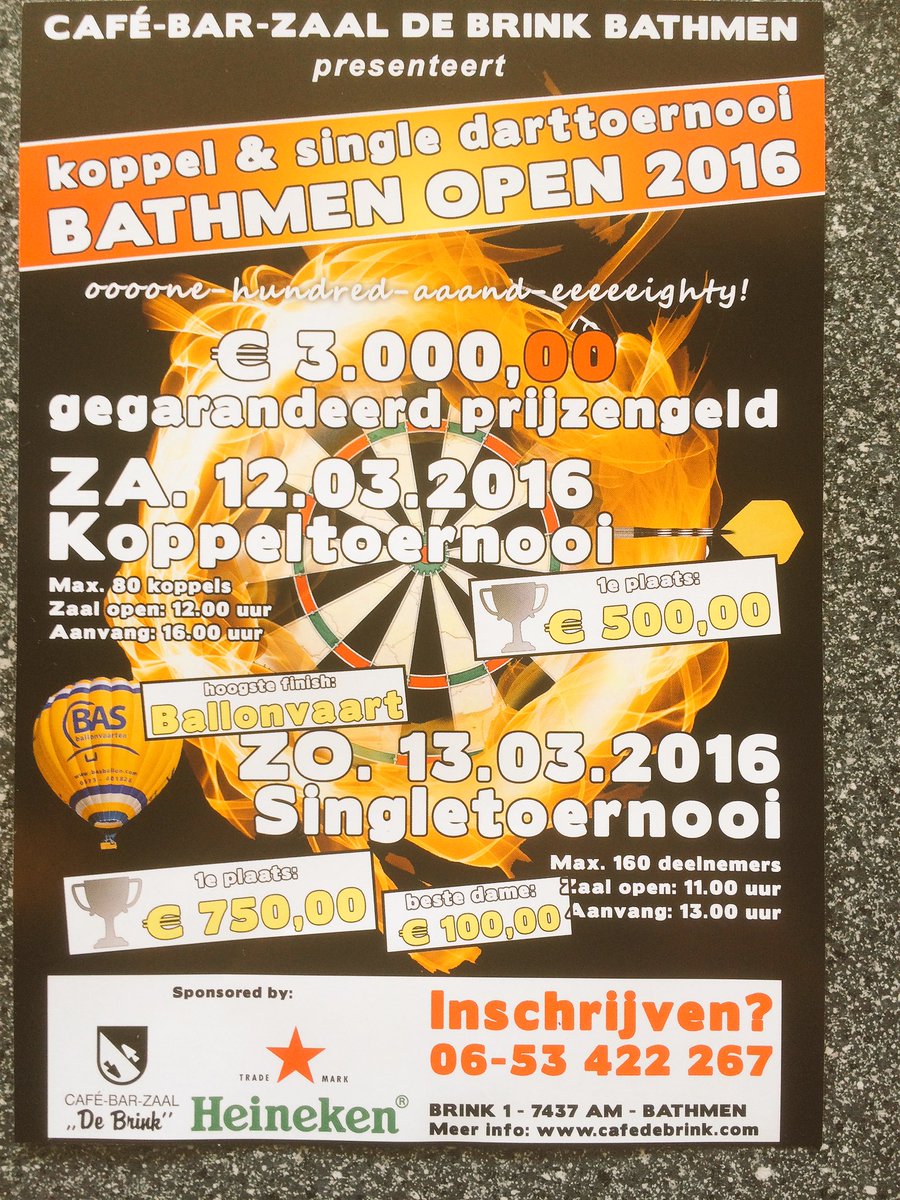 Volgend weekend is het zover Bathmen Open 2016!
Opgeven kan nog steeds 0653422267