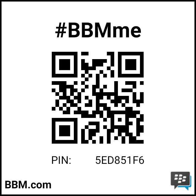 #BBMme PIN: 5ED851F6
pin.bbm.com/5ED851F6