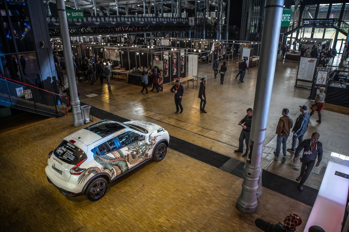 nissanfrance's tweet photo. Dernier jour du @mondialtatouage, le Nissan #JUKEbyTinTin vous attend à la Grande Halle de la Villette. https://t.co/WQnASO7XG7