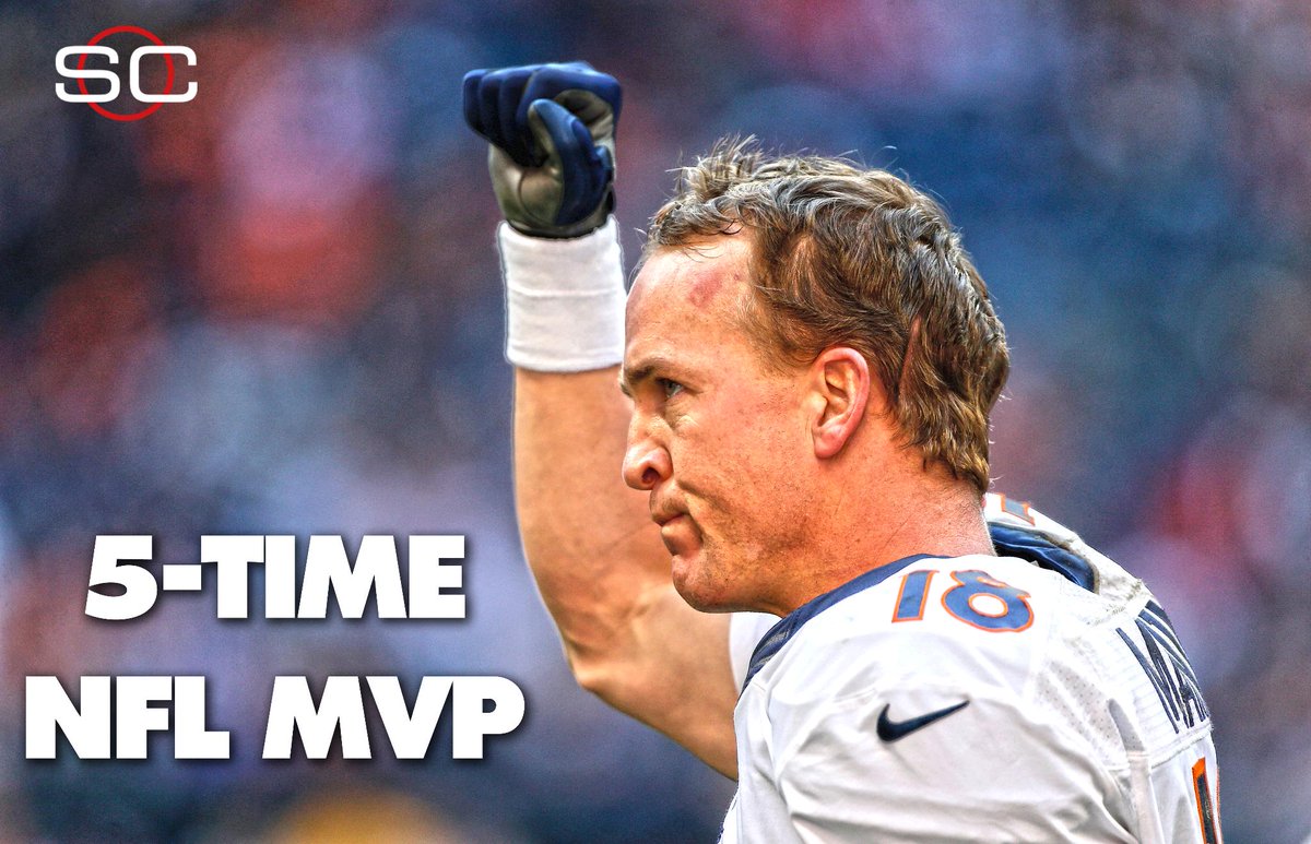 SportsCenter's tweet photo. Peyton Manning is the only player in NFL history to win MVP 5 times. https://t.co/FfW2FMelRB