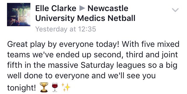 nclmednetball's tweet photo. And a lil message from our president @ElleClarke2 😊 congrats to our IM teams on a fantastic season 🏆🏅🎖 https://t.co/PI8MrSOUsA