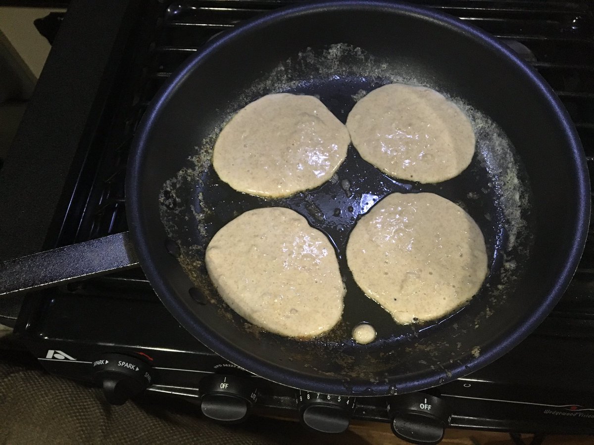 Blarob's tweet photo. Sprouted wheat pancakes in the RV. #roadtrip #mobilecook https://t.co/GPaSmkb1iU
