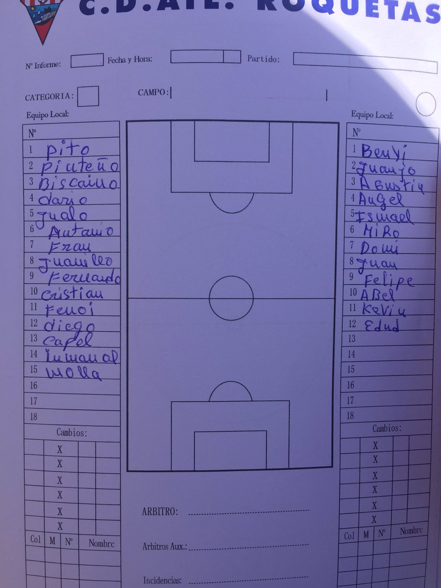 Alineación del UCD La Cañada - CD Atl Roquetas
