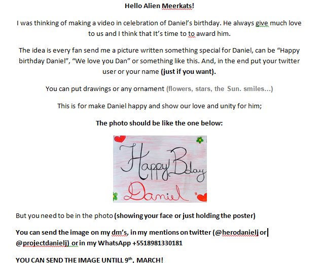projectdanielj's tweet photo. @DBirtsch Hello, this is a project for Daniel's brithday! I hope you like and participate! https://t.co/PboClnj6pM
