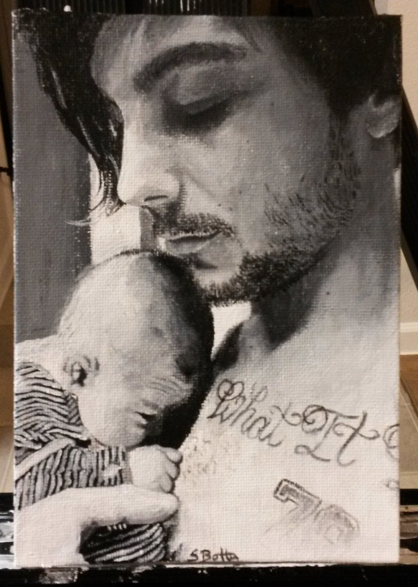Bintmejnuna's tweet image. @Louis_Tomlinson I painted you and the little lad 👶❤