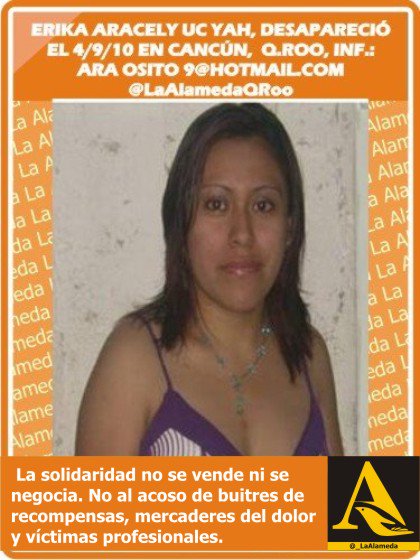 _LaAlameda's tweet photo. #Tebuscamos Erika Aracely Uc Yah, 4/9/10 #Cancún #QuintanaRoo ARA_OSITO_9@hotmail.com  @LaAlamedaQRoo https://t.co/RKmDAYag1Z