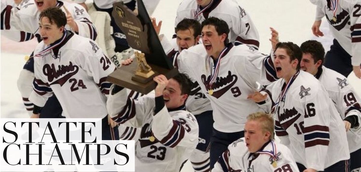 AppletonHockeyB's tweet photo. STATE CHAMPIONS! These boys are making history. 
Final score: 2-1
#thankyouseinors 
Until next year🏒 #UBAMOD #NUSGOT https://t.co/7G3WlwXtmR
