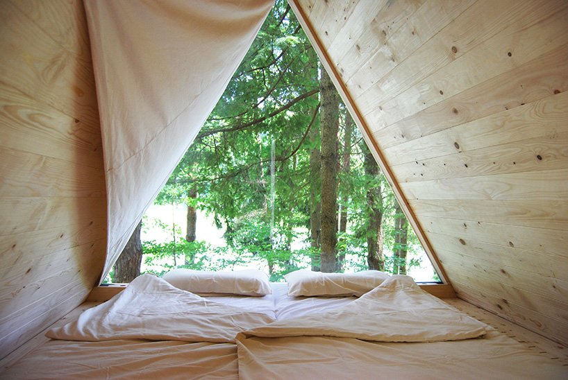 Green Design Triangular Cabins Deep Forest Experience Nature