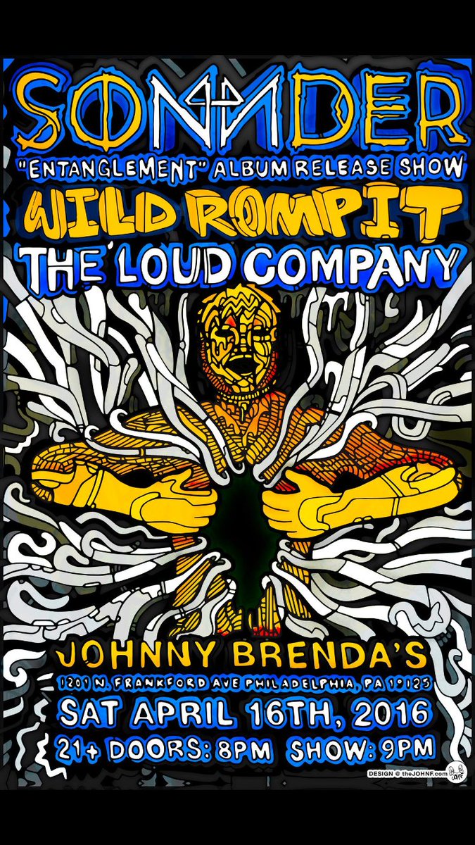 TheLoudCompany's tweet photo. Gettin stoked for this show: @Sonnder @WildRompit and us 4.16.16 @johnnybrendas 
#indierock https://t.co/S7Mue8ap27