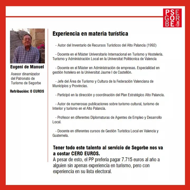pspvsegorbe's tweet photo. Apostamos por el talento, estamos con Eugeni https://t.co/aEDvKDJrQ4