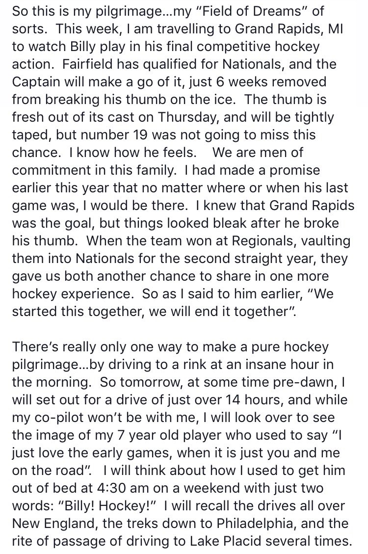 GoalieWays's tweet photo. A father's take on the end of his son's competitive hockey career. Hockey isn't just a game, it's our life. https://t.co/vKHvSOOVHO