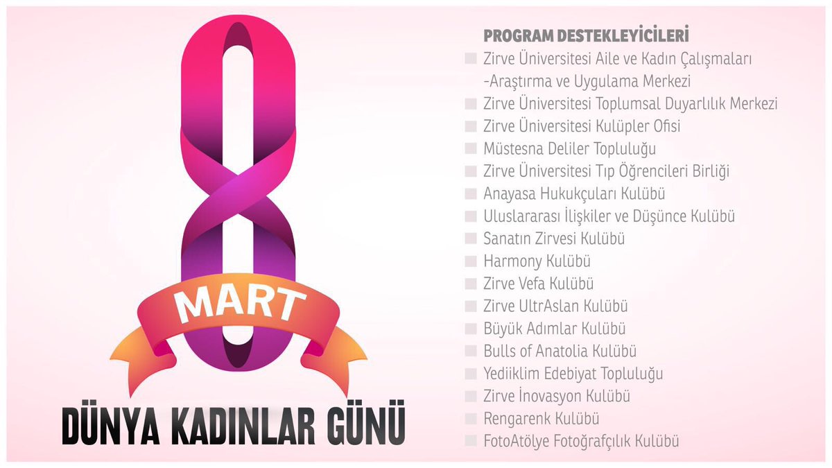 8 Mart Dünya Kadınlar Günü proğramımızda buluşalım. #8MartKadınlarGünü @ZirveUniversite
