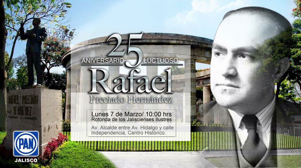 MiguelAngelME_'s tweet image. Acompáñanos el día de mañana a la conmemoración del Aniversario Luctuoso de Rafael Preciado Hernandez.