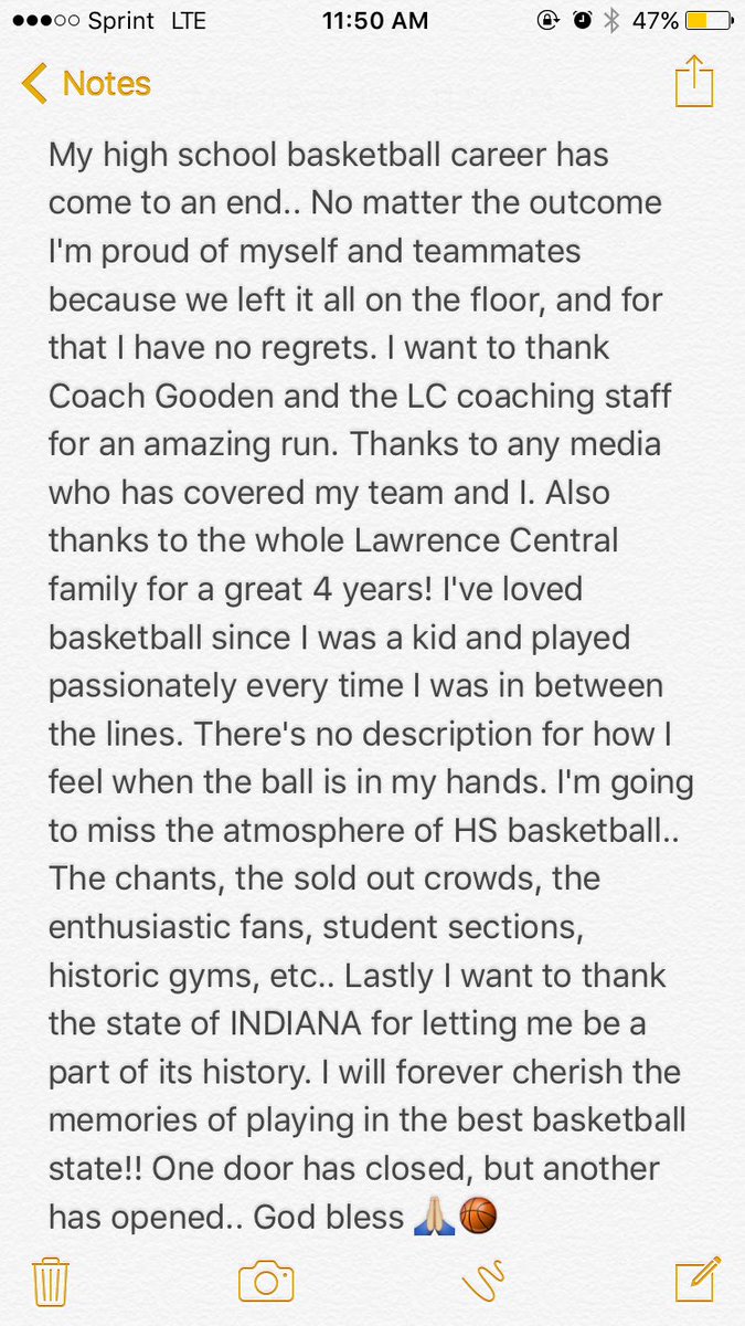 kylejguy's tweet photo. I ran off the floor for the last time in my HS career.. In 49 states, it's just basketball #Indiana🏀 #ThankYou🙏🏼 https://t.co/Fgy3GszZD6