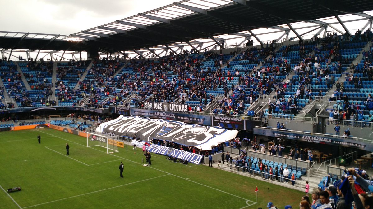 dhkeller's tweet photo. Love the 'Terremotos' banner from Imperio Sismico! #Quakes74 ##MarchHome https://t.co/pR2HryPkVU