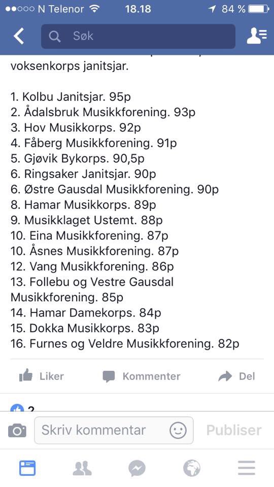 FagerjordS's tweet photo. @HovMusikkorps er i rute til #nmjan 3.plass på H/O mesterskapet i dag!🏆 #ho2016 #allesnakkerkorps #nmfhedopp https://t.co/m9VspOPEhd