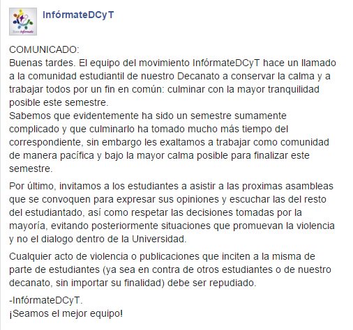 InformateDCyT's tweet photo. COMUNICADO:
#InfórmateDCyT
¡Seamos el mejor equipo! https://t.co/CBH6z5wJR8