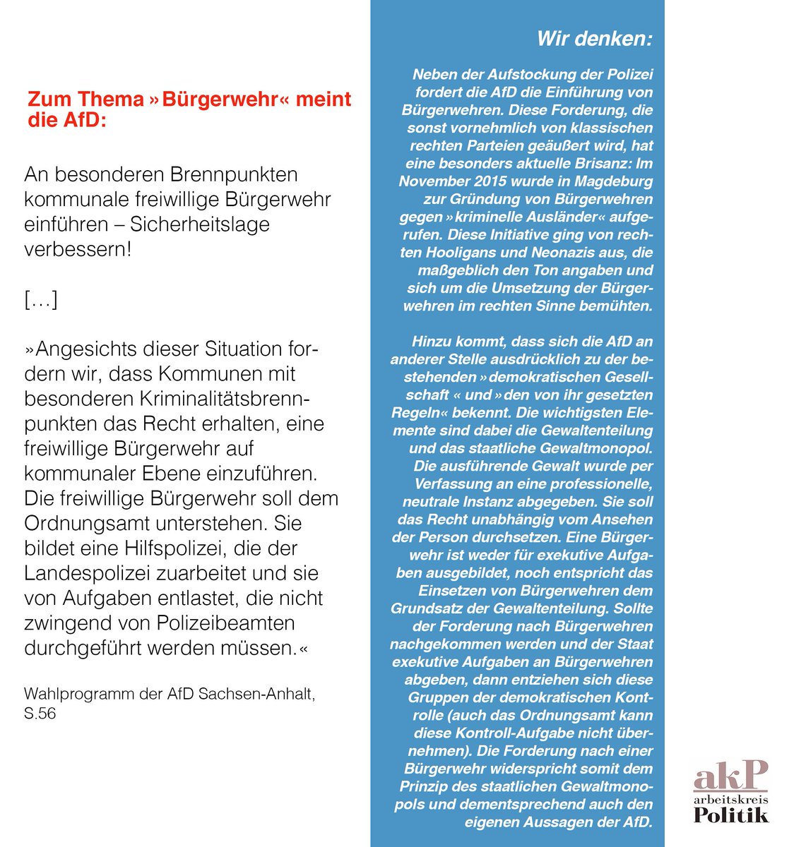 AfD_Kritik's tweet photo. #Selbstjustiz vor Gewaltenteilung - die #AfD LSA zum Thema #Bürgerwehren als Hilfspolizei #afdlsa #ltw16 #ltwlsa https://t.co/oZNLDyWOJx