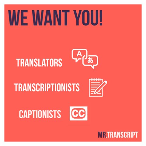 MrTranscript's tweet image. We are Hiring!
Wanted to be among our 500 Transcribers!! A call for You!
#MrTranscript
mrtranscript.com/careers/