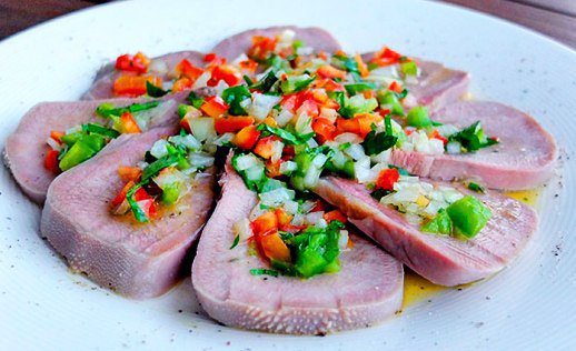 Dietary salad Veal tongue marinated vegetables. How to #cook - read more: best-recipes555.biz/dietary-salad-…