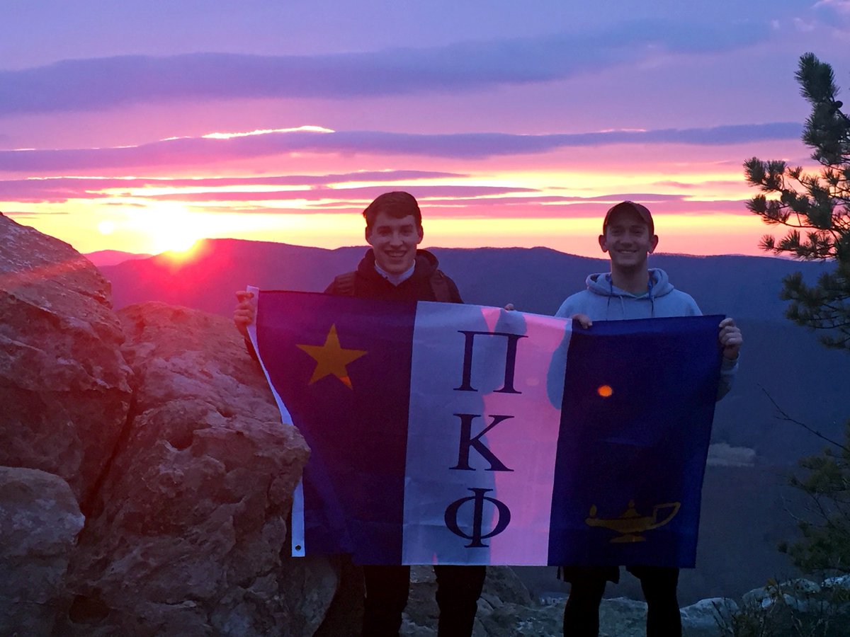 PiKappaPhi's tweet photo. Delta Alpha (@VTpikapp) brothers @abourne11 &amp; @FrankestEvest on Dragon's Tooth Peak. 🌄 #ScenicSunday https://t.co/xJSLTwlVQZ