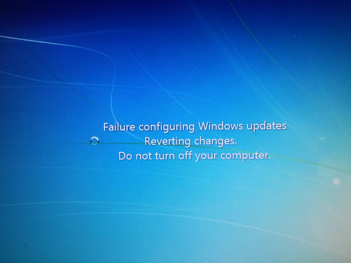 windows updates failure reverting changes
