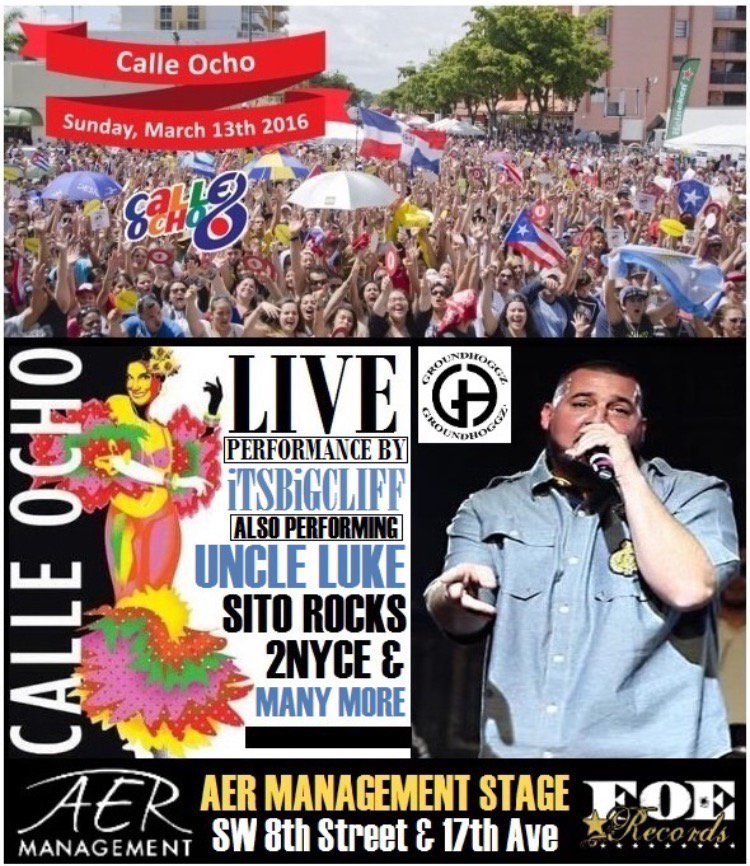 KeylymeGH's tweet photo. @realitsBigCliff performing the new single "That Real One"  live Calle Ocho Miami! 3/13 https://t.co/uGh7RulLtd