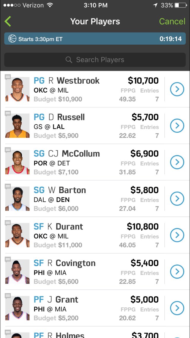 dfskings24's tweet photo. Finally getting a rhythm going after cashing in both last night, let's do it again today. DK and FD cash lineups 👌🏽💰 https://t.co/qCMt9AhURp