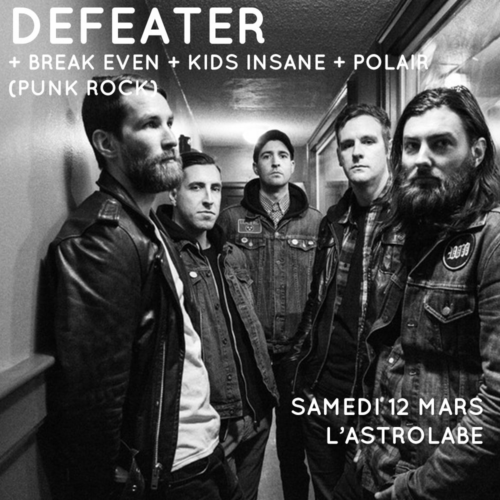 Tempête Punk/Hardcore à l'horizon avec <a href="/Defeater/">Defeater</a> + <a href="/breakevenAUS/">Break Even</a> + <a href="/kids_insane/">KIDS INSANE</a> + #polair bit.ly/1M1Er7V