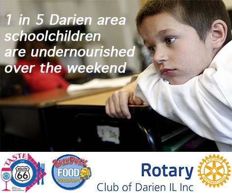 It only takes $4 to help nourish one child for a weekend. We need your help. tasteofroute66.org #rotarybackpack