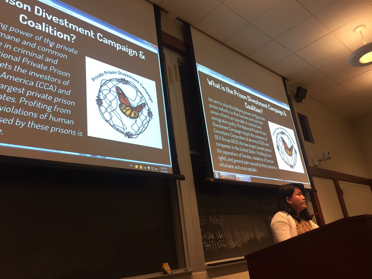 endowmentethics's tweet photo. RT @PrisonDivest: .@endowmentethics organizer Nina presenting on #PrisonDivest at #BeyondtheBars2016 https://t.co/GviTZGzz3f