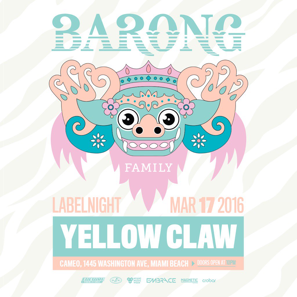 YELLOWCLAW's tweet image. WHO'S WITH US??? 🌴 @BARONG_FAMILY #MiamiMusicWeek instagram.com/p/BCoGHwlrXn7/