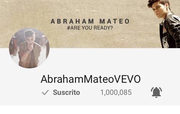 AbrahamMateo's tweet photo. Ya somos un 1 millón de suscriptores en Youtube @VEVO_ESP https://t.co/2vLh64LfUn! Todo gracias a vosotr@s! Os amo😍 https://t.co/QER8NiRvPD
