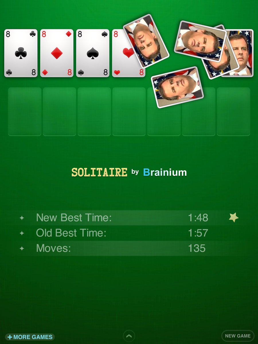 MyPenHistorical's tweet photo. But when I win Chris Christie solitaire... it's truly glorious. #NewRecord #SolitairePro #TheHorror https://t.co/qtz1ipGzw8