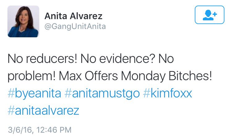 NotAnitaAlvarez's tweet photo. I've taken the appropriate action &amp; indicted @GangUnitAnita under the seldom used "Douchebag Tweet Theft" statute.🖕🏼 https://t.co/qJbe6s0rIH