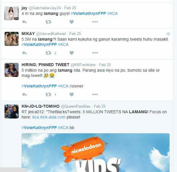 bimby_kalerQUI's tweet photo. I  just feel bad for KathNiel Jejetards who're begging for votes. *Hyena laugh* #VoteMaineFPP #KCA https://t.co/TowBybr5nR