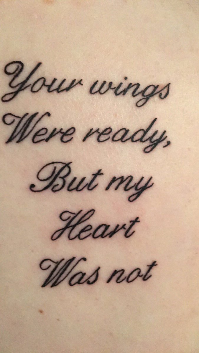 makay1995's tweet photo. "Your wings were ready, but my heart was not" #lovedoneslost #missingyou #RIP #tattoo https://t.co/3fTGej5Zms