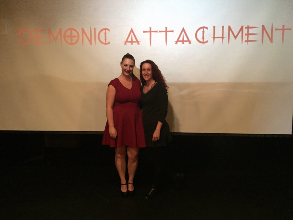 demonic_attach's tweet photo. With Actress/Producer @jenn_wilson at our @demonic_attachment screening last night! 💜😈💜 #demonicattachment #horror https://t.co/DxnTzbdYDf