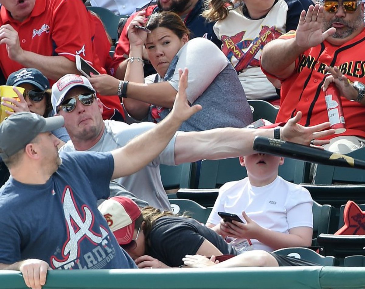 darrenrovell's tweet image. Man blocks kid from getting hit in the face w/a bat at a Pirates Spring Training game (via @Hornerfoto1, @EliLanger)