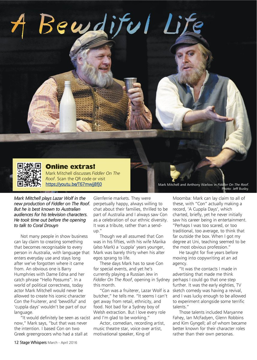 STAGE_WHISPERS's tweet image. Interview sneak peek - Mark Mitchell (alias Con The Fruiterer) now in @FiddlerInOZ. More   bit.ly/1ThRNom